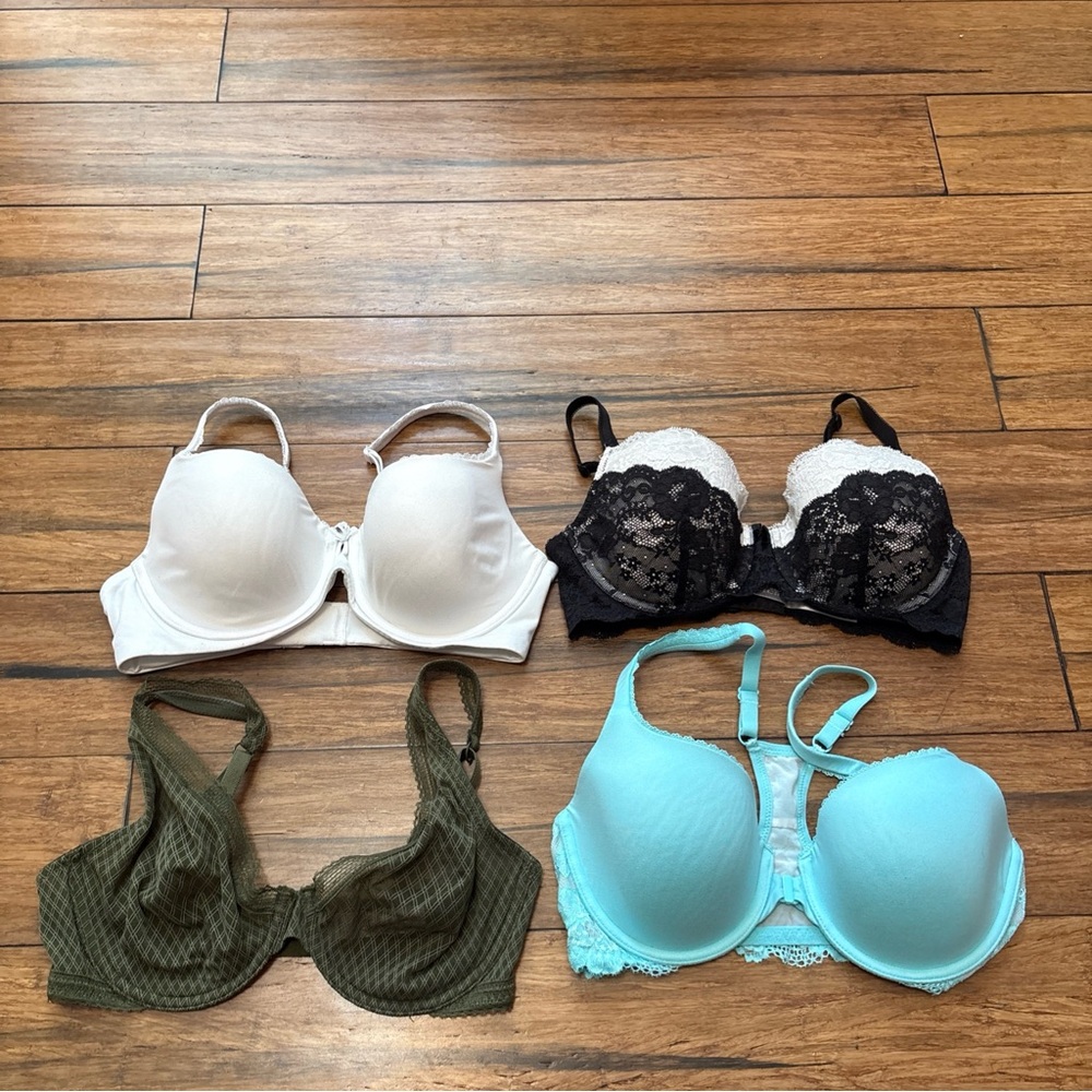 Lot of 4 Victoria's Secret 34D Bras Body By Victoria Dream Angels Unlined Lined